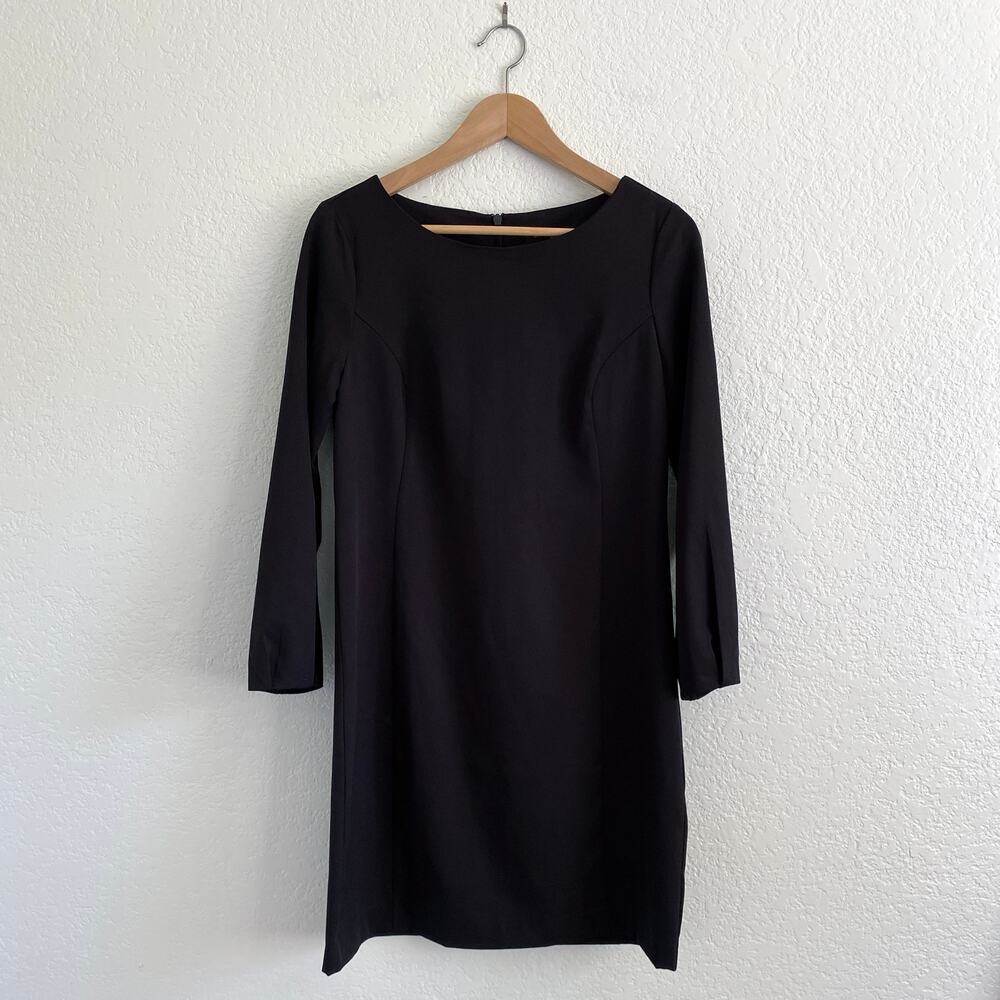 NWT Banana Republic Black Shift Mini Dress 3/4 Sleeves‎ Pleated Cuff Size 6